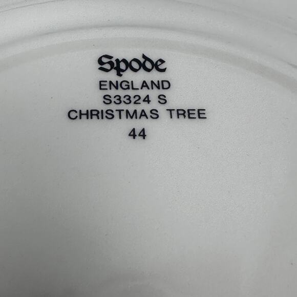Spode Christmas Tree Bread Plates 6.5" White Green Trim Lot of 2 Round S3324S - Picture 5 of 6